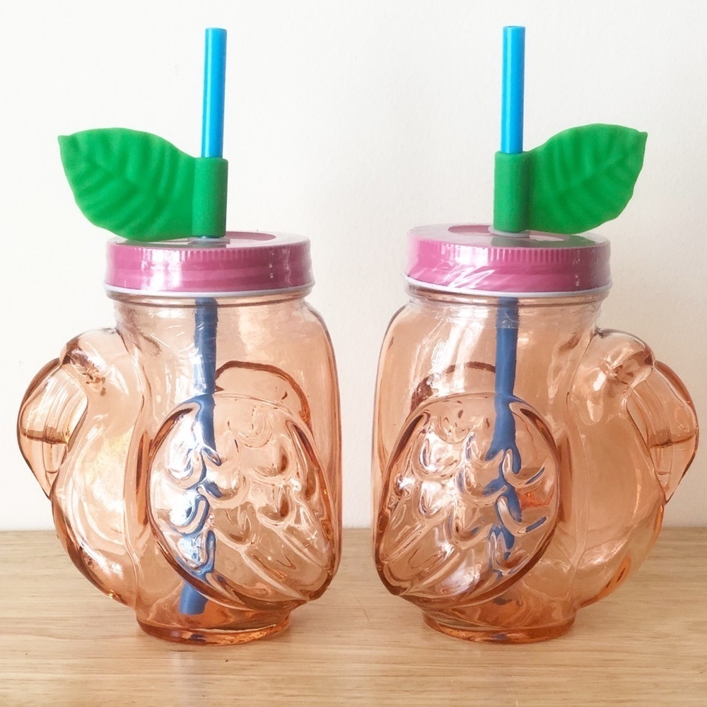 Target Bullseye Flamingo Mason Jar 16oz. Glass Tumblers With Straw (2) - Picture 5 of 10